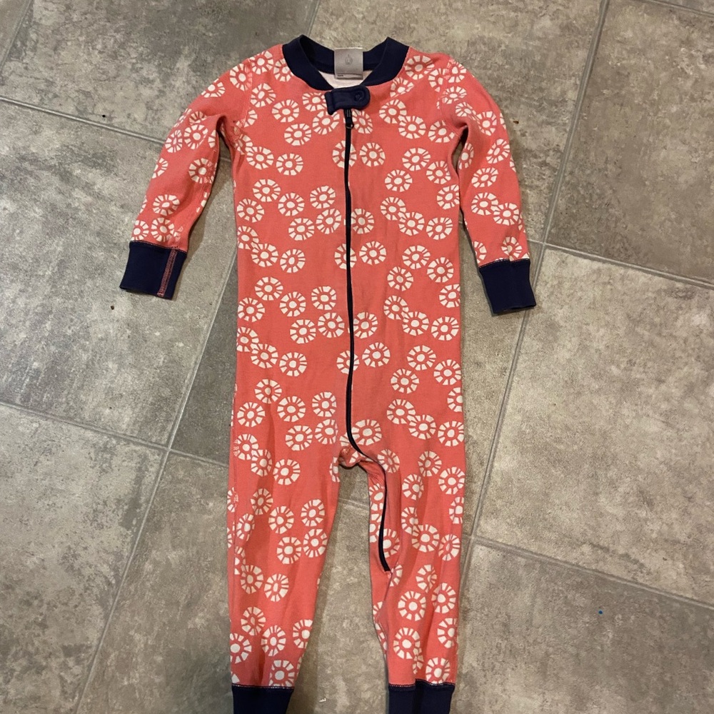 Hanna Andersson Floral Bodysuit - Coral and Navy